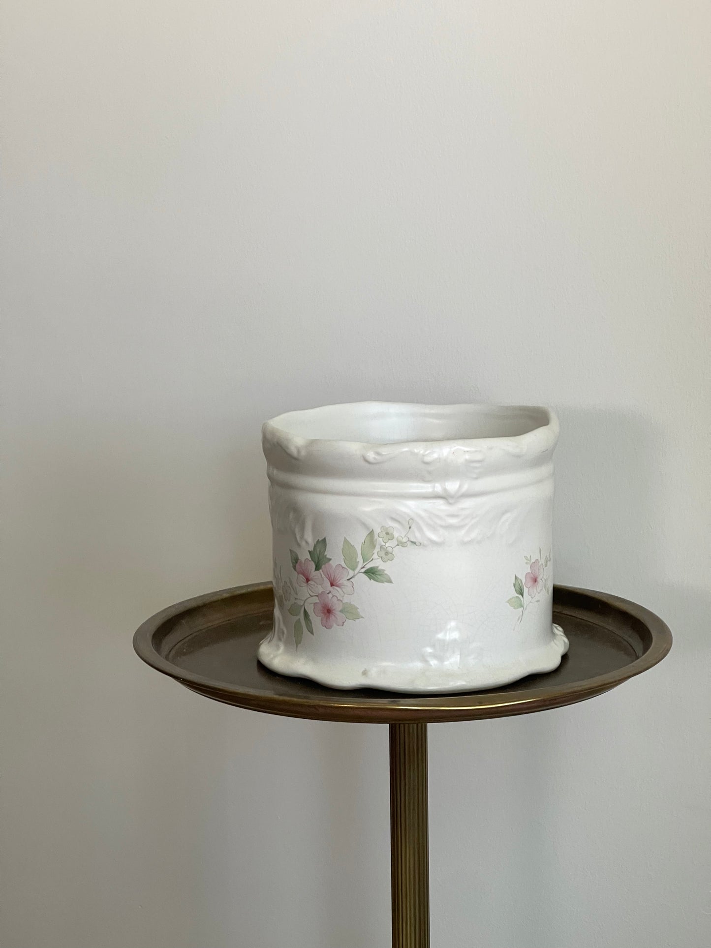 vintage, english floral ceramic plant pot