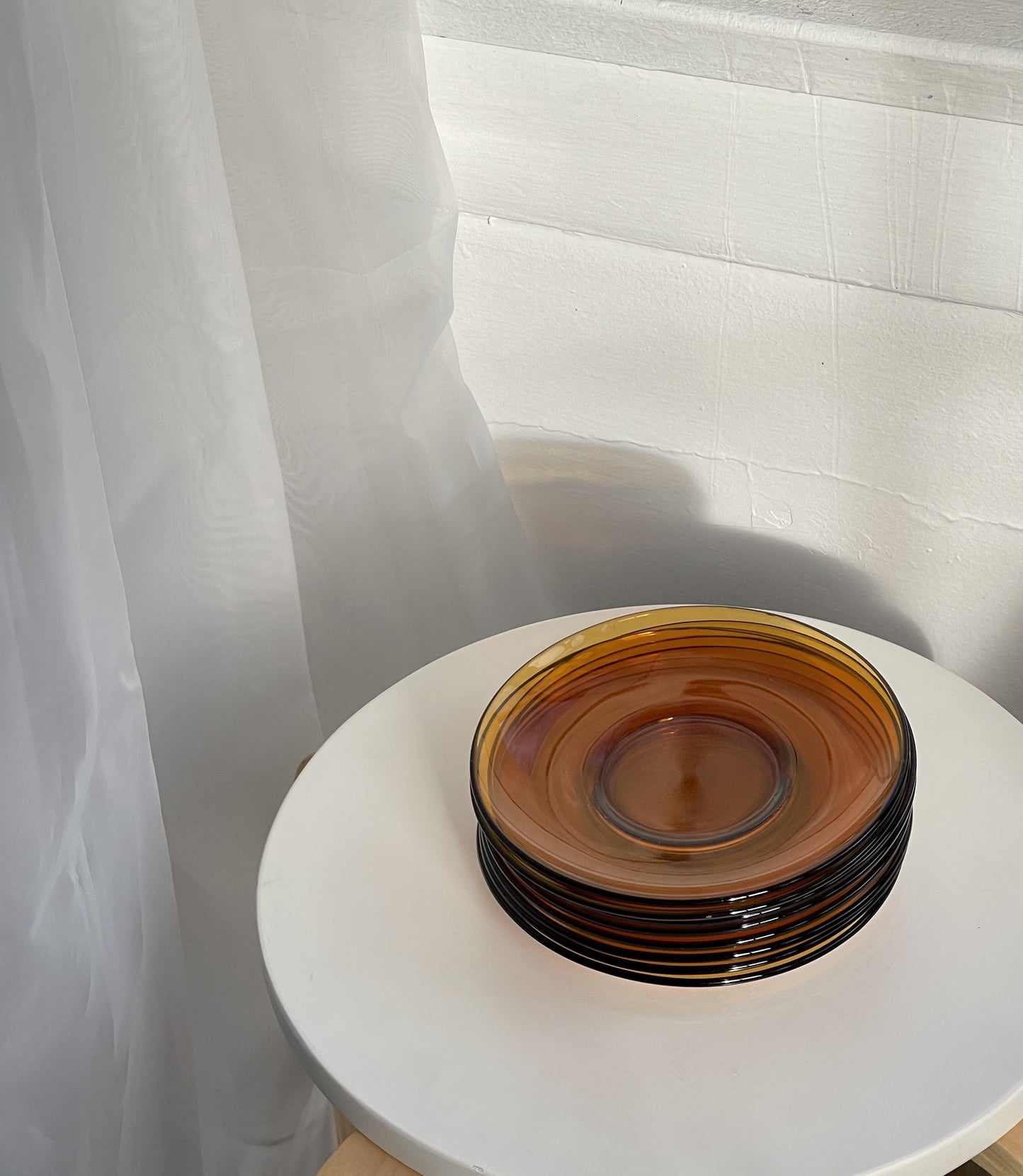 hand-crafted candle, w/ amber teacup + saucer