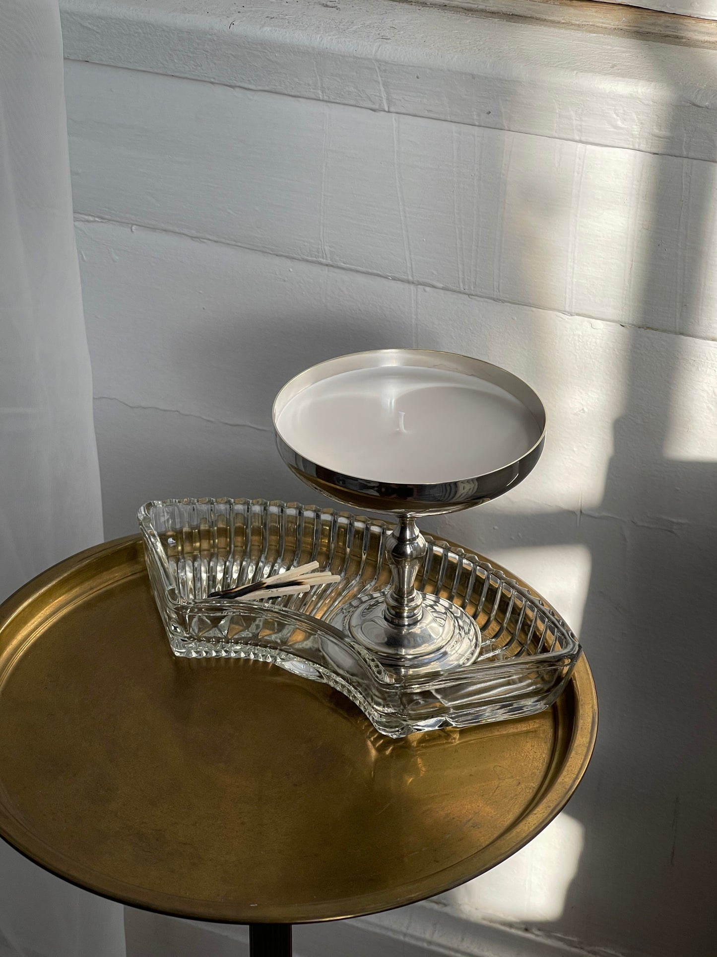 vintage crystal curved ashtray