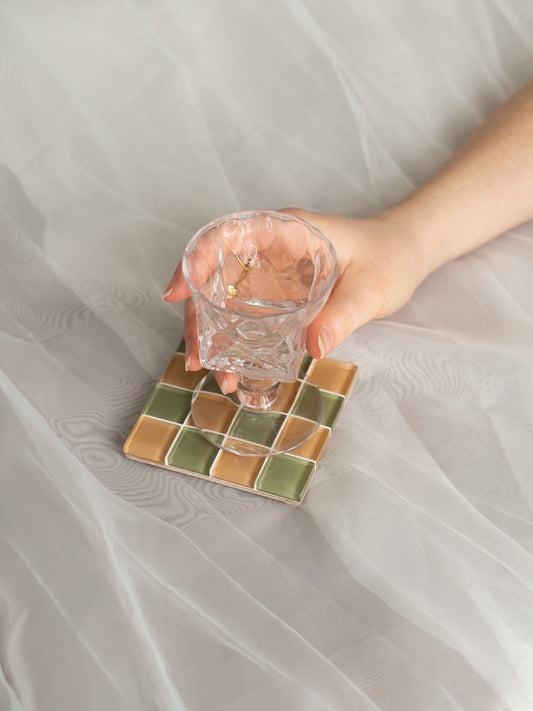 olive—glass tile coaster
