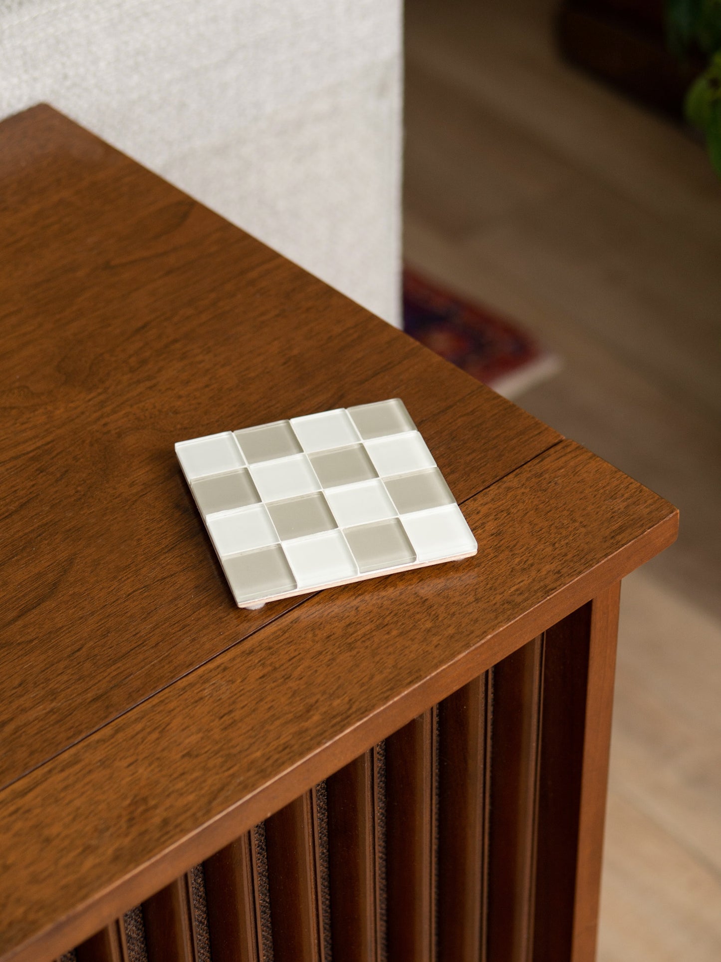 linen—glass tile coaster