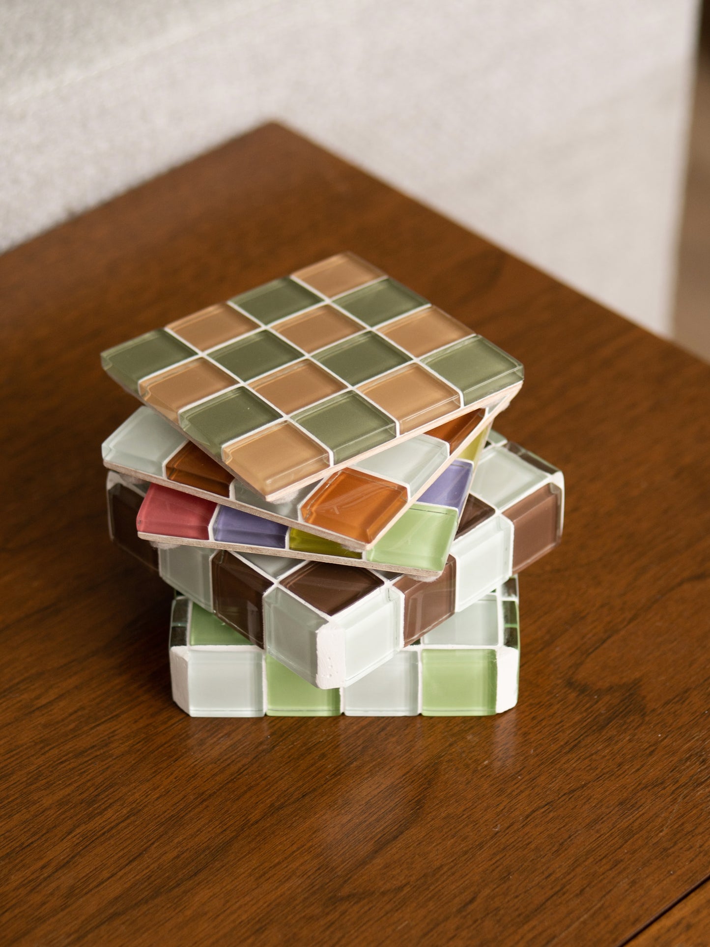 olive—glass tile coaster